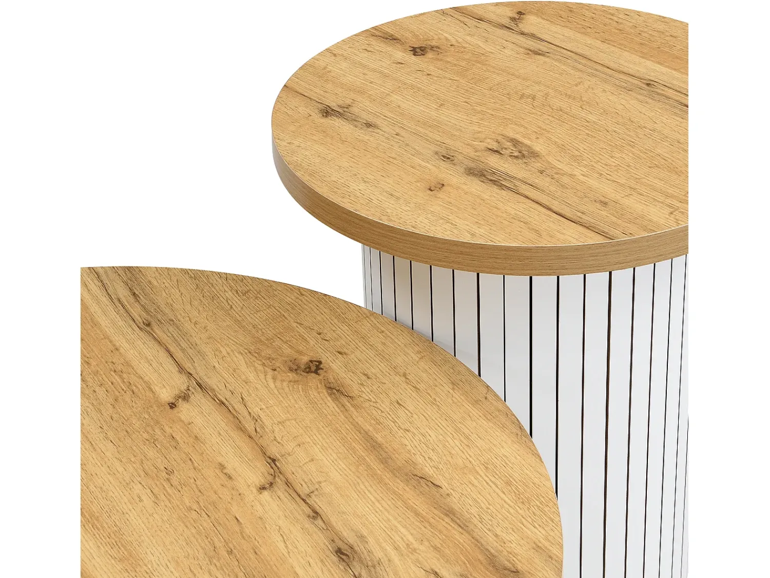 Mesa De Centro*ModernLuxe Conjunto de mesa de centro - Tampo redondo - com compartimentos de armazenamento - MDF - Natural Natural claro