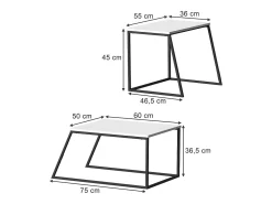 Vicco Conjunto de mesa de centro branco/ 60x50x38 myra^ Mesa De Centro