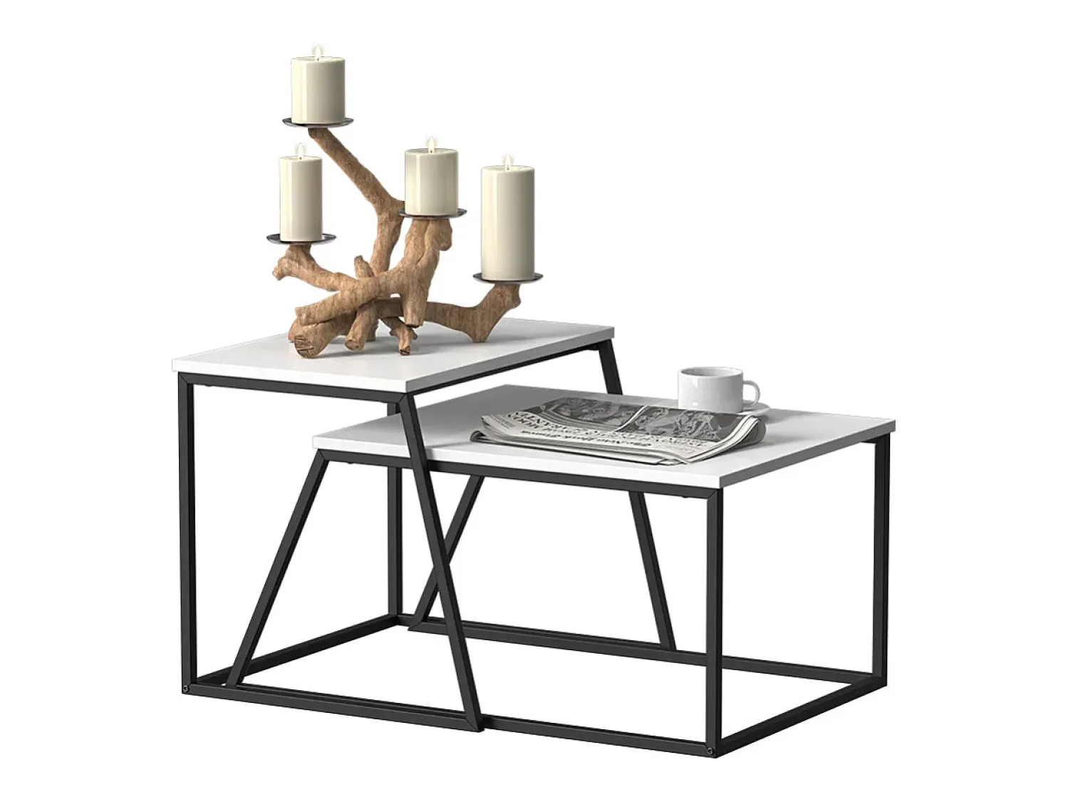 Vicco Conjunto de mesa de centro branco/ 60x50x38 myra^ Mesa De Centro