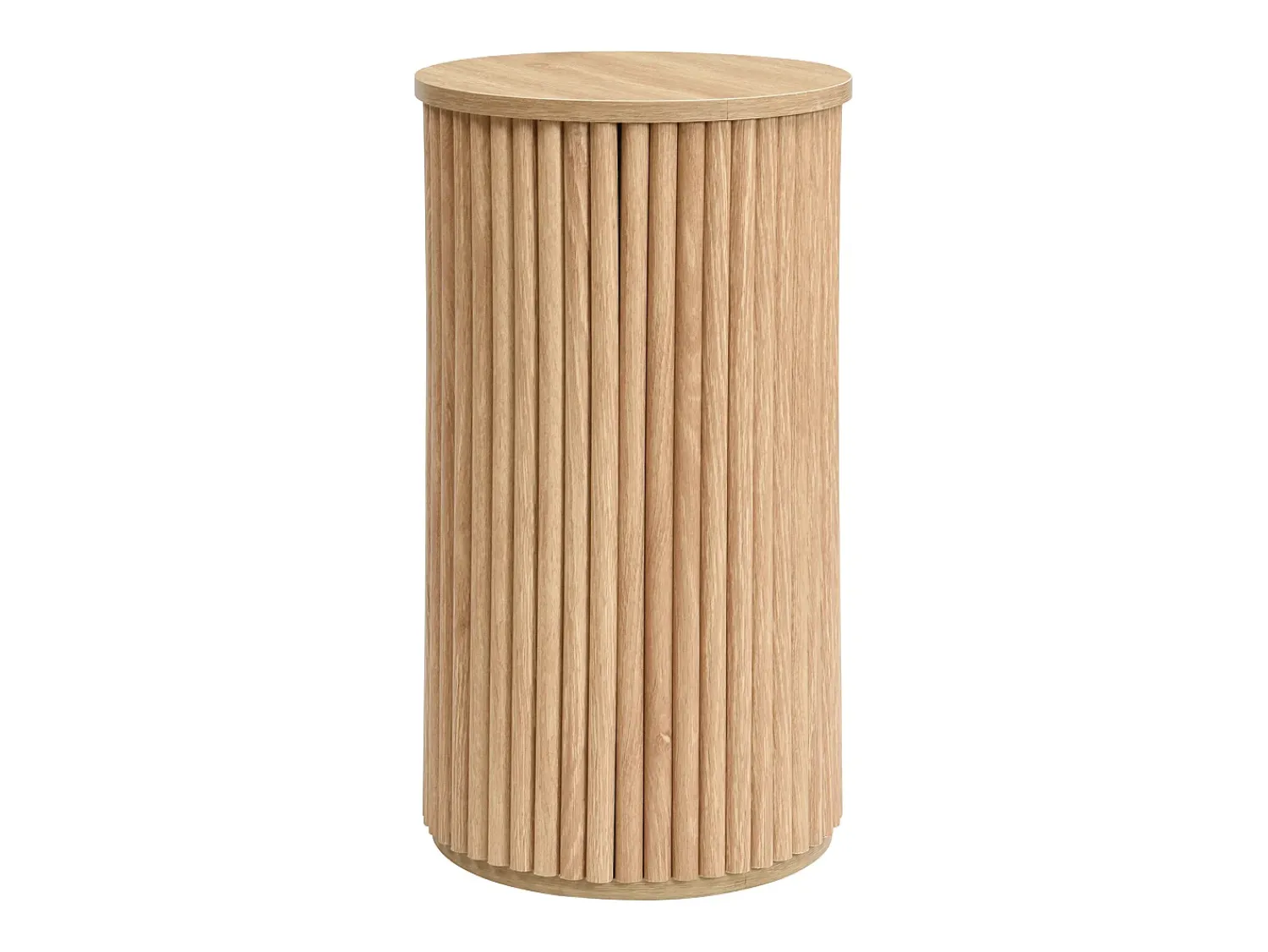 Discount ModernLuxe Conjunto de mesa de centro - Tampo redondo - Padrão de listras verticais - MDF - Natural Natural claro