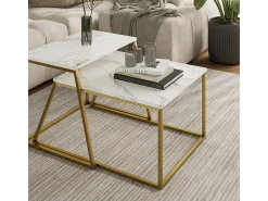 Vicco Conjunto de mesa de centro mármore /dourado 60x50x38 myra^ Mesa De Centro