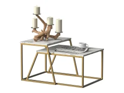 Vicco Conjunto de mesa de centro mármore /dourado 60x50x38 myra^ Mesa De Centro