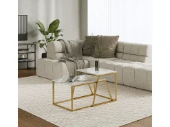 Vicco Conjunto de mesa de centro mármore /dourado 60x50x38 myra^ Mesa De Centro