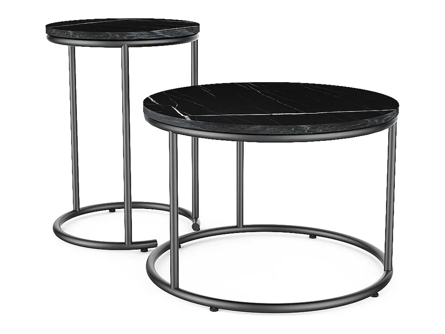 Clearance Vicco Conjunto de mesa de centro mármore 55x55x34.5 ottawa Preto