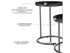 Clearance Vicco Conjunto de mesa de centro mármore 55x55x34.5 ottawa Preto