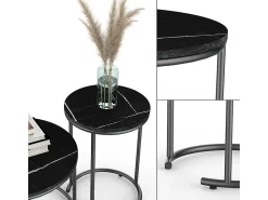 Clearance Vicco Conjunto de mesa de centro mármore 55x55x34.5 ottawa Preto