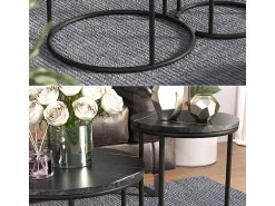Clearance Vicco Conjunto de mesa de centro mármore 55x55x34.5 ottawa Preto