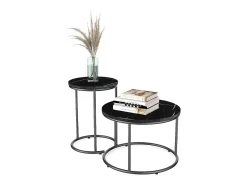 Clearance Vicco Conjunto de mesa de centro mármore 55x55x34.5 ottawa Preto