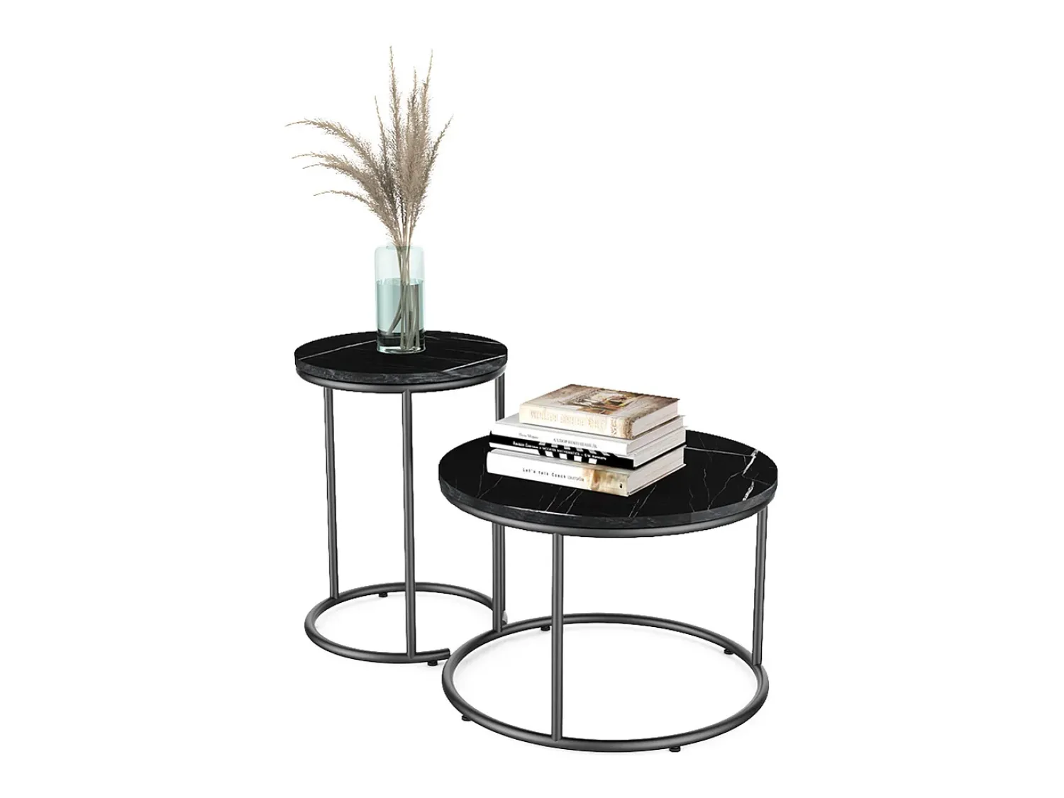 Clearance Vicco Conjunto de mesa de centro mármore 55x55x34.5 ottawa Preto