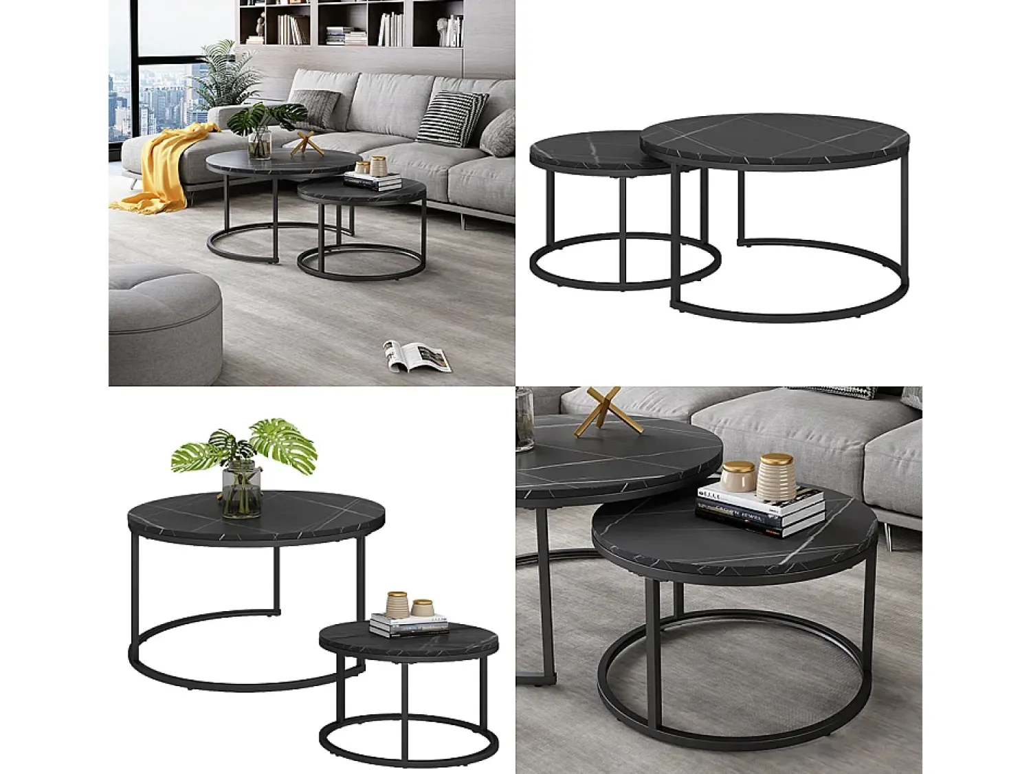 Mesa De Centro*Vicco Conjunto de mesa de centro 77x40x40 montreal Preto