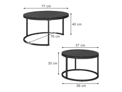 Mesa De Centro*Vicco Conjunto de mesa de centro 77x40x40 montreal Preto