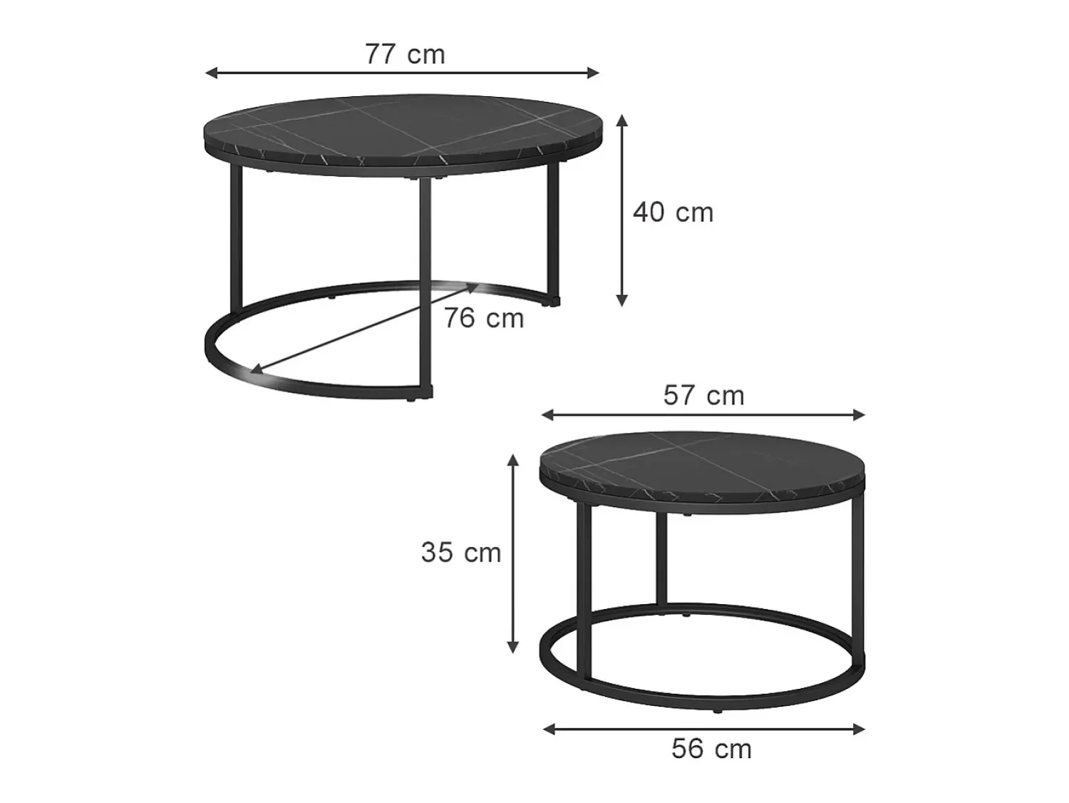 Mesa De Centro*Vicco Conjunto de mesa de centro 77x40x40 montreal Preto