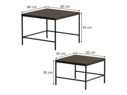 Vicco Conjunto de mesa de centro carvalho rústico/ 60x60x45 ramio^ Mesa De Centro