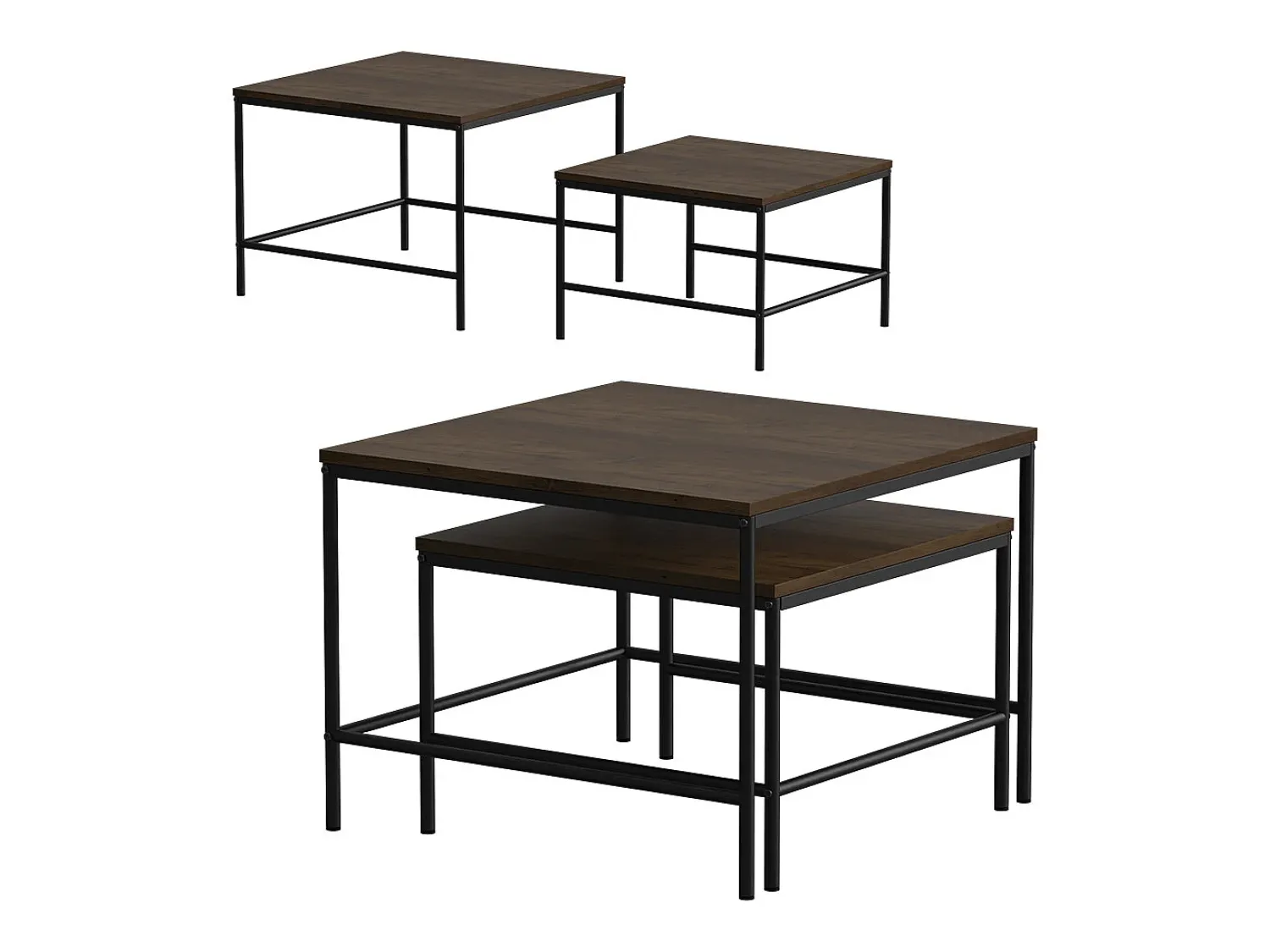 Vicco Conjunto de mesa de centro carvalho rústico/ 60x60x45 ramio^ Mesa De Centro