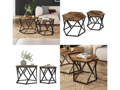 Vicco Conjunto de mesa de centro carvalho rústico 57x57x42 fyrk^ Mesa De Centro