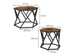Vicco Conjunto de mesa de centro carvalho rústico 57x57x42 fyrk^ Mesa De Centro