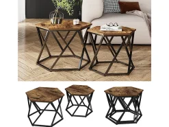 Vicco Conjunto de mesa de centro carvalho rústico 57x57x42 fyrk^ Mesa De Centro