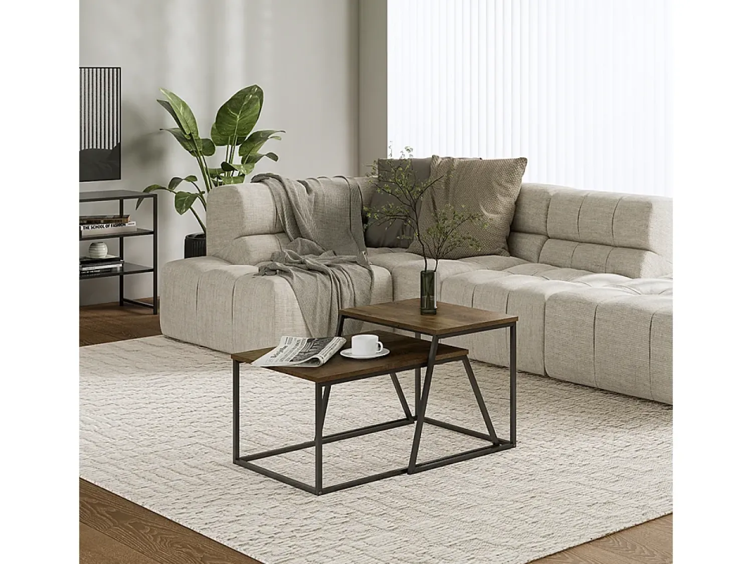 Vicco Conjunto de mesa de centro carvalho rústico/ 60x50x38 myra^ Mesa De Centro