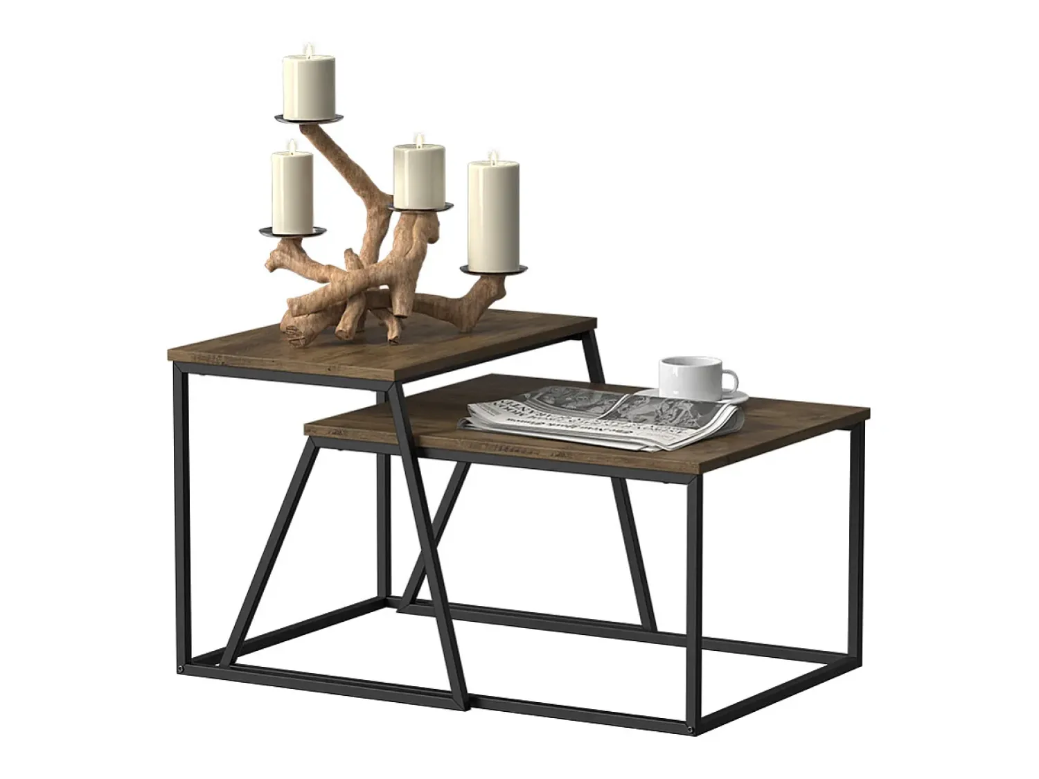 Vicco Conjunto de mesa de centro carvalho rústico/ 60x50x38 myra^ Mesa De Centro