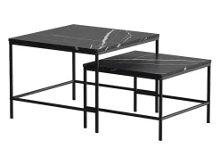 Mesa De Centro|Vicco Conjunto de mesa de centro mármore 60x60x45 ramio Preto