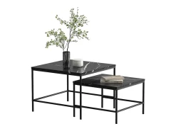 Mesa De Centro|Vicco Conjunto de mesa de centro mármore 60x60x45 ramio Preto
