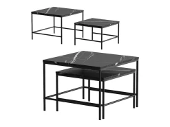 Mesa De Centro|Vicco Conjunto de mesa de centro mármore 60x60x45 ramio Preto