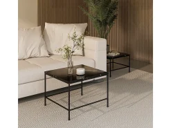 Mesa De Centro|Vicco Conjunto de mesa de centro mármore 60x60x45 ramio Preto