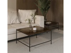 Mesa De Centro|Vicco Conjunto de mesa de centro carvalho rústico/ 80x80x45 ramio Preto