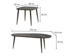 Best Vicco Conjunto de mesa de centro 105x64.5x35 manitoba Preto
