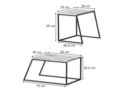 Vicco Conjunto de mesa de centro /branco mármore 60x50x38 myra^ Mesa De Centro