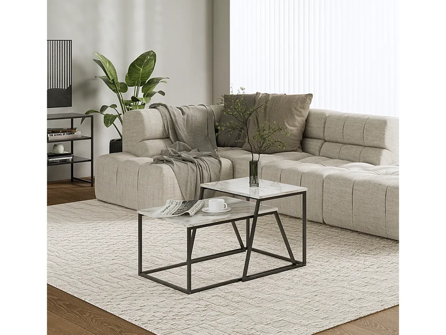 Vicco Conjunto de mesa de centro /branco mármore 60x50x38 myra^ Mesa De Centro