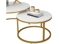 Discount Vicco Conjunto de mesa de centro branco/ 77x40x40 montreal Dourado