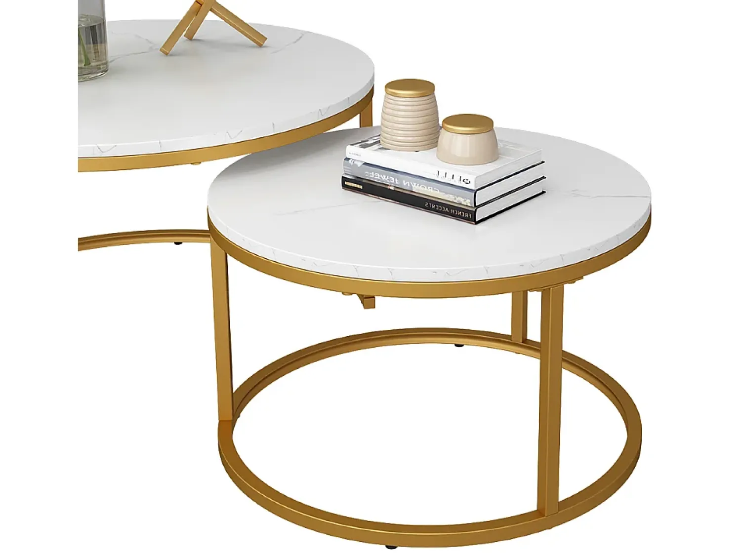 Discount Vicco Conjunto de mesa de centro branco/ 77x40x40 montreal Dourado