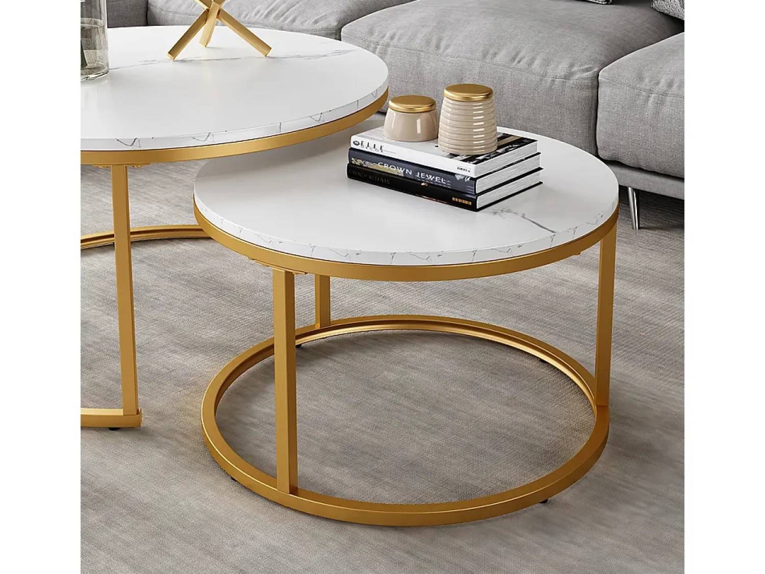 Discount Vicco Conjunto de mesa de centro branco/ 77x40x40 montreal Dourado