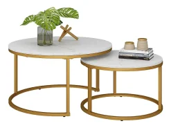 Discount Vicco Conjunto de mesa de centro branco/ 77x40x40 montreal Dourado
