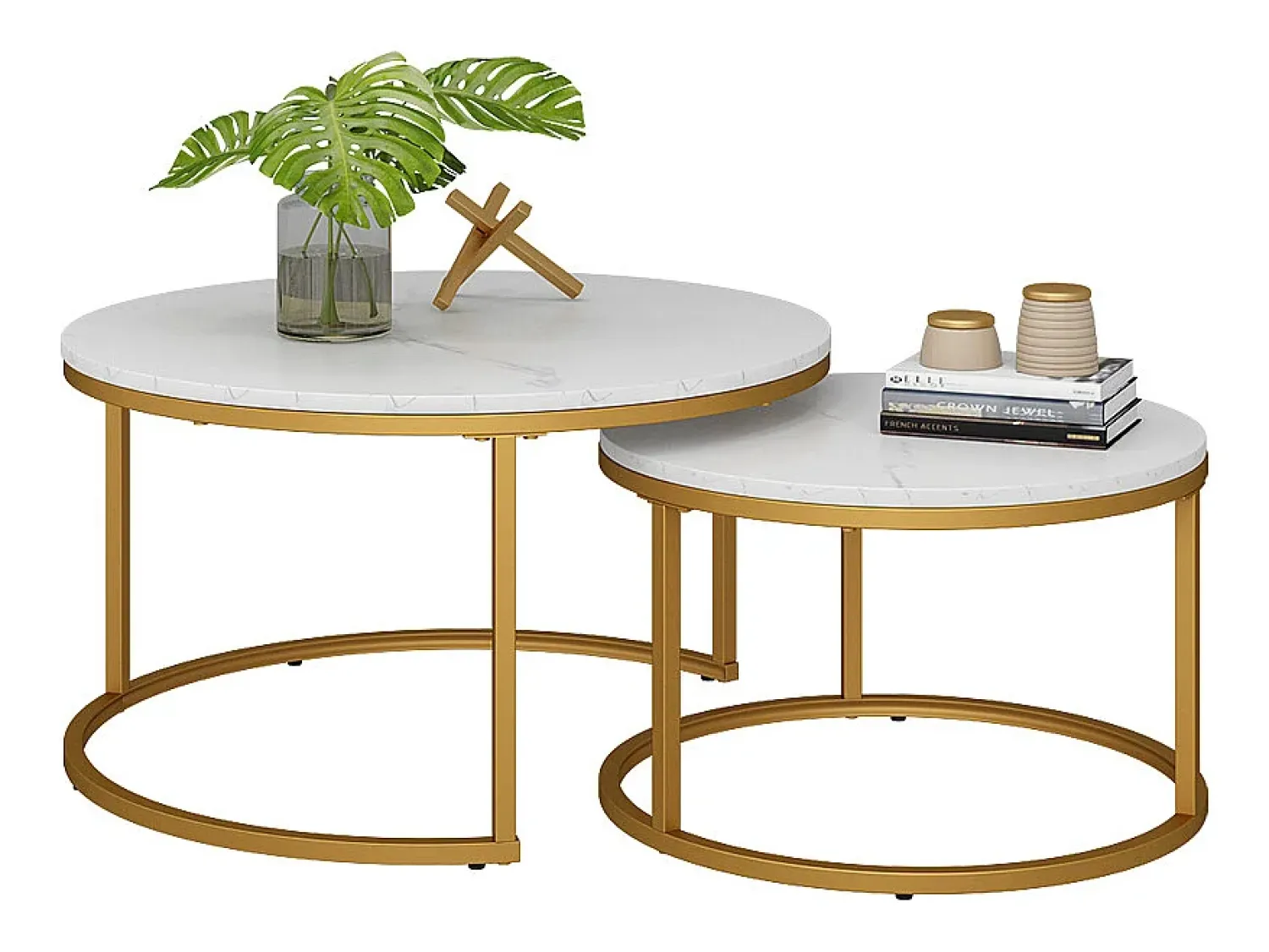 Discount Vicco Conjunto de mesa de centro branco/ 77x40x40 montreal Dourado