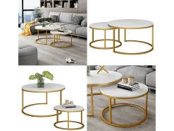 Discount Vicco Conjunto de mesa de centro branco/ 77x40x40 montreal Dourado