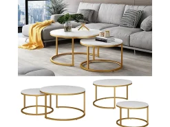 Discount Vicco Conjunto de mesa de centro branco/ 77x40x40 montreal Dourado