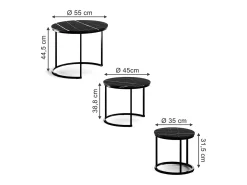 Online Vicco Conjunto de mesa de centro mármore 55x55x44.5 montreal Preto
