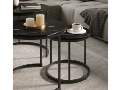 Online Vicco Conjunto de mesa de centro mármore 55x55x44.5 montreal Preto