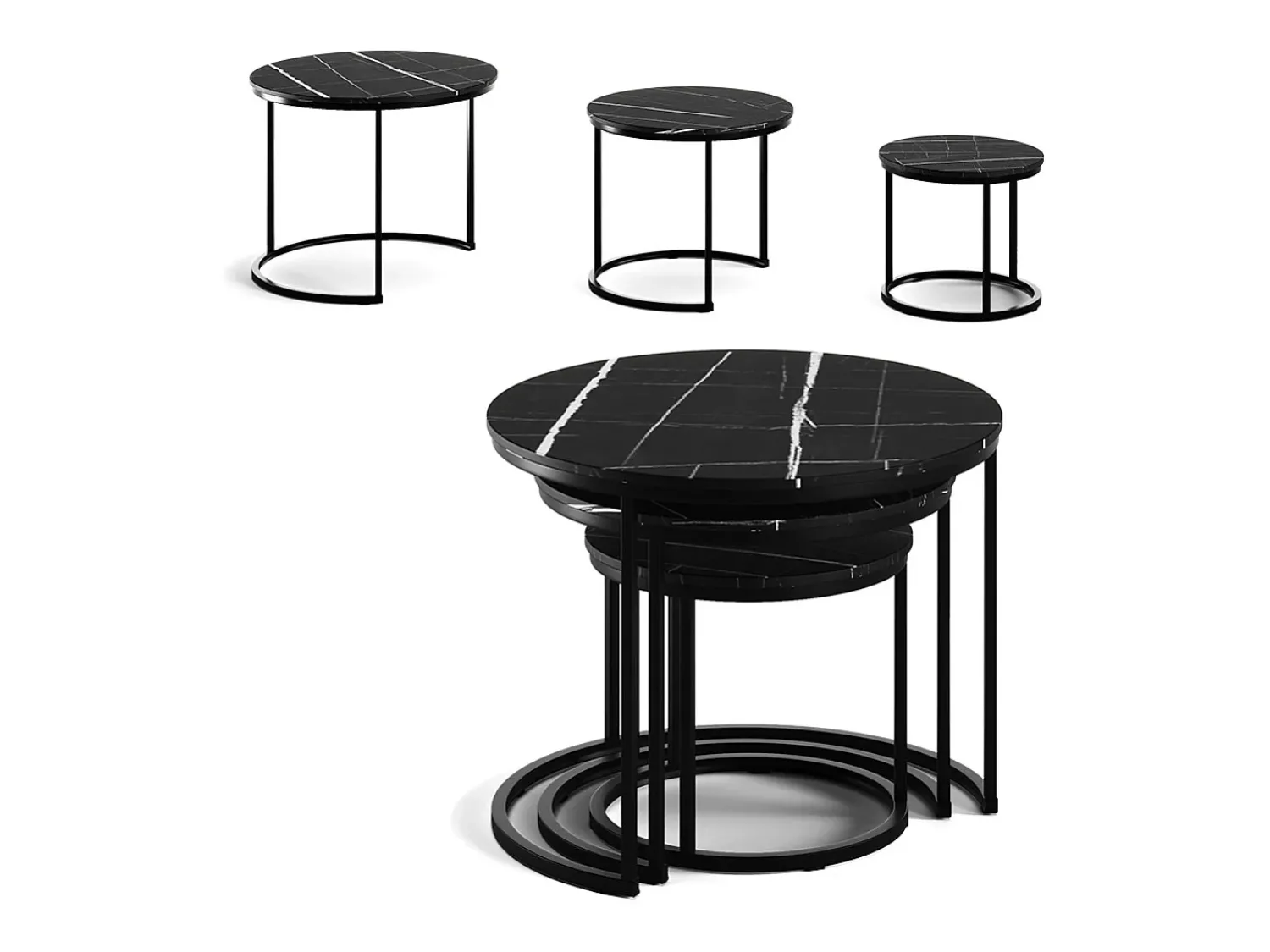Online Vicco Conjunto de mesa de centro mármore 55x55x44.5 montreal Preto