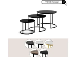 Online Vicco Conjunto de mesa de centro mármore 55x55x44.5 montreal Preto