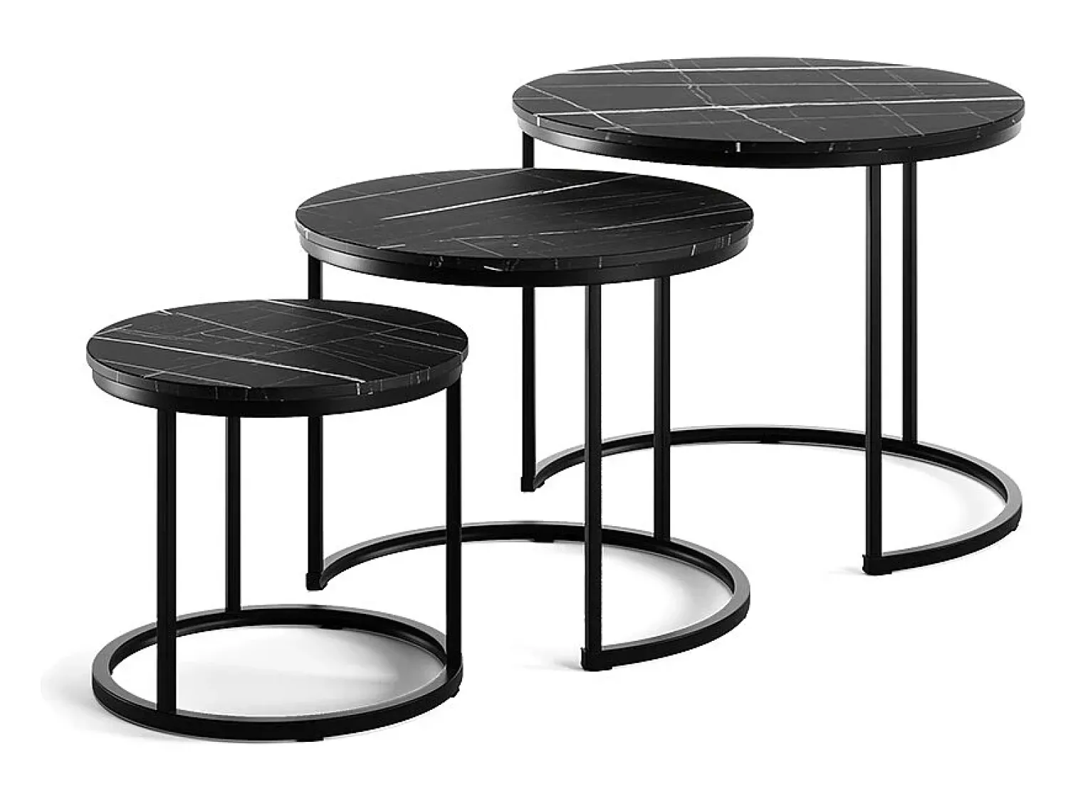 Online Vicco Conjunto de mesa de centro mármore 55x55x44.5 montreal Preto