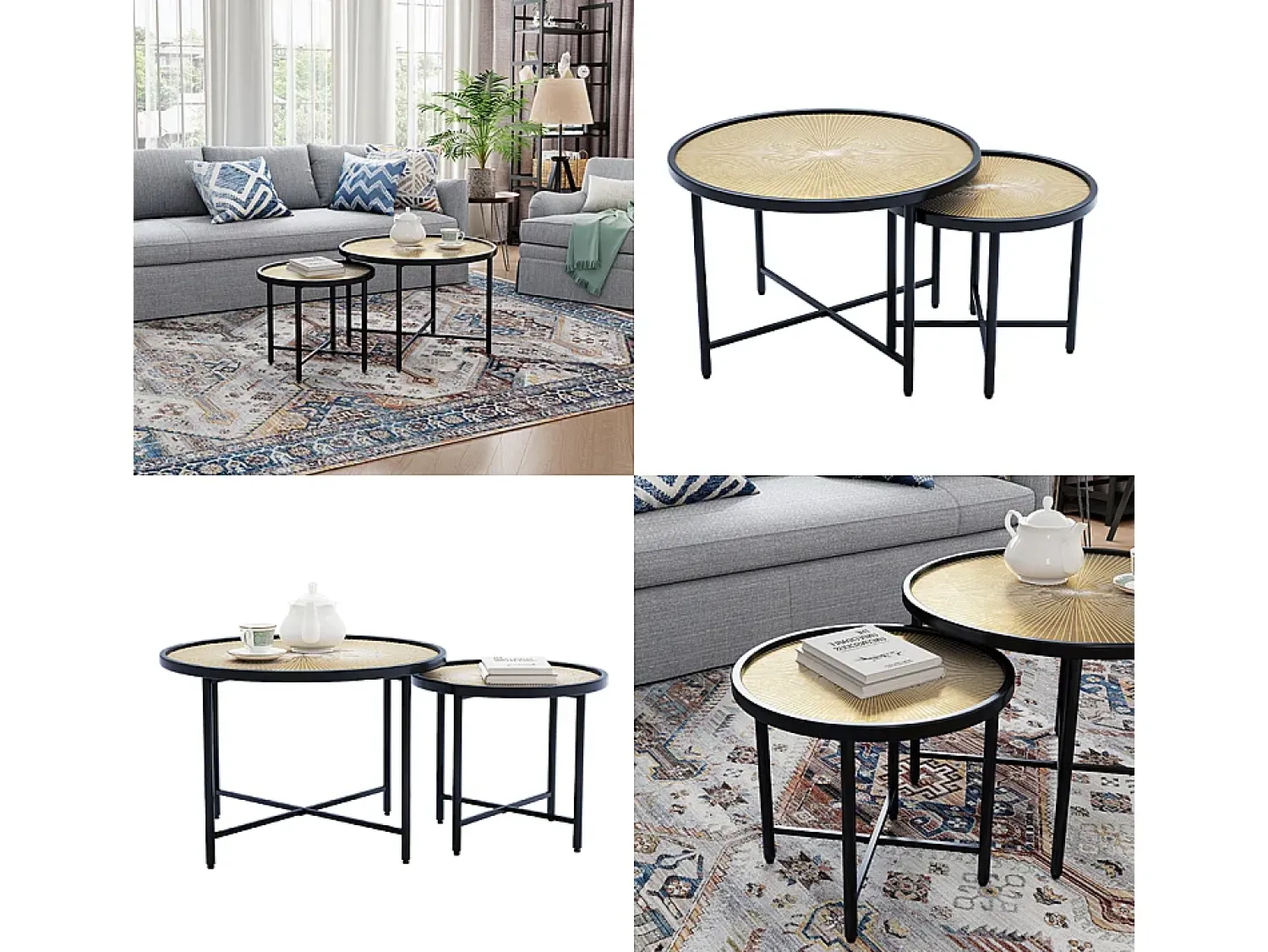 Vicco Conjunto de mesa de centro madeira 62x62x44.5 winnipeg^ Mesa De Centro