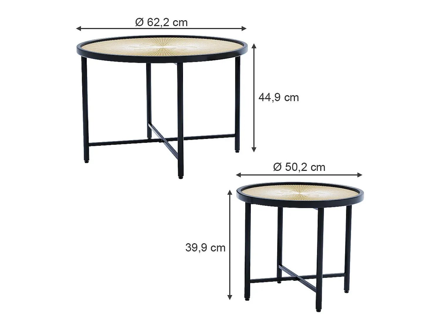 Vicco Conjunto de mesa de centro madeira 62x62x44.5 winnipeg^ Mesa De Centro