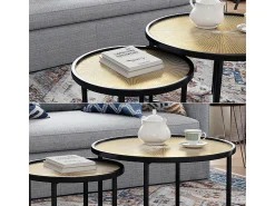 Vicco Conjunto de mesa de centro madeira 62x62x44.5 winnipeg^ Mesa De Centro