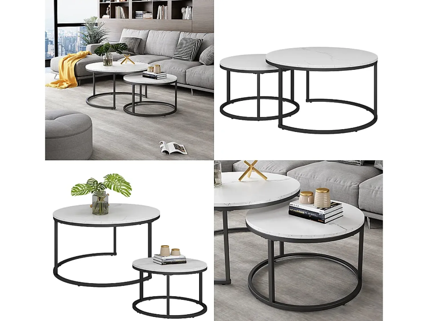 Vicco Conjunto de mesa de centro 77x40x40 montreal^ Mesa De Centro