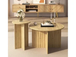 Outlet Merax Conjunto de mesa de madeira moderno de 2 peças - construção robusta - MDF + aglomerado - Natural claro