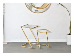 Conjunto de Mesas Auxiliares VKH562, Ouro, 40x40x60 cm, Kendra Home^ Mesa De Apoio