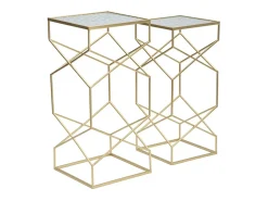 Conjunto de Mesas Auxiliares VKH565, Ouro, 31,5x31,5x68 cm, Kendra Home^ Mesa De Apoio